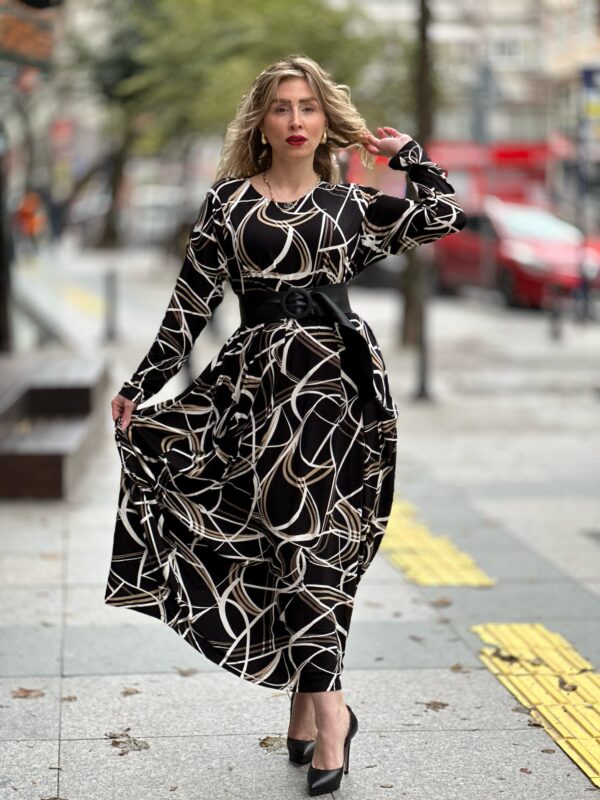 Çizgi Desen Z'ara Model Extra Rahat Seri Elbise