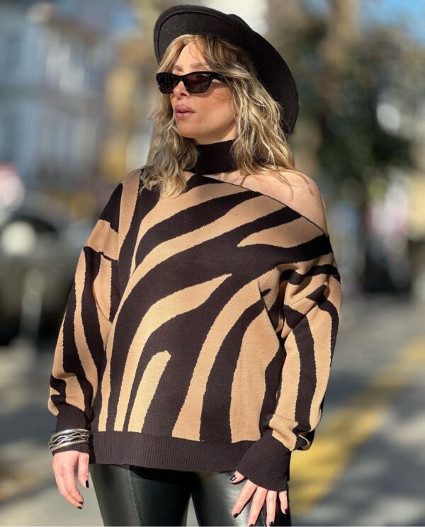 Zebra Desen Tasarım Kazak