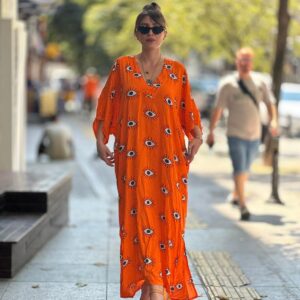 İTALYAN ÖZEL TASARIM EYE COLLECTION SERİ DOĞAL PAMUK KAFTAN ELBİSE