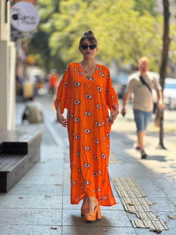 İTALYAN ÖZEL TASARIM EYE COLLECTION SERİ DOĞAL PAMUK KAFTAN ELBİSE