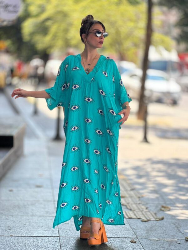 İTALYAN ÖZEL TASARIM EYE COLLECTION SERİ DOĞAL PAMUK KAFTAN ELBİSE